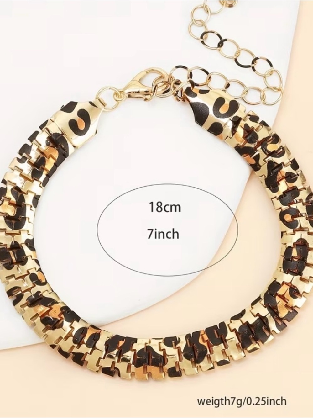 Gold-tone Chain Bracelet Women’s Gold and Black Animal Print Patterned NIP - Picture 3 of 3